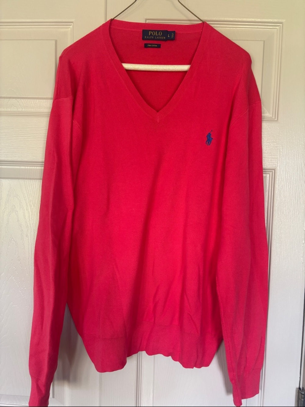 Polo by Ralph Lauren Red V-Neck Sweater with Blue Pony